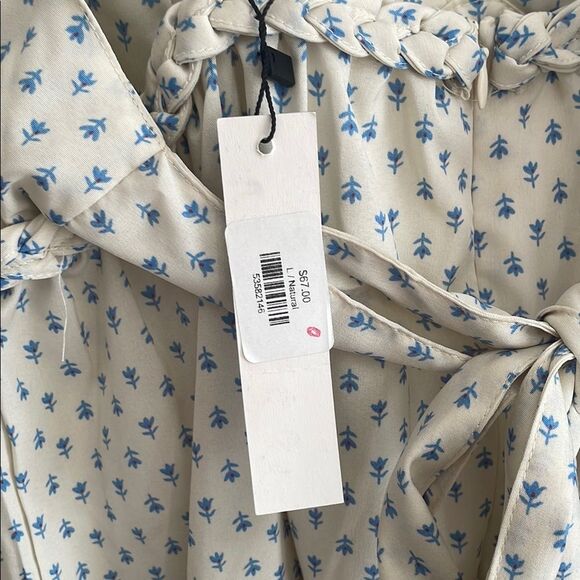 NWT White Spaghetti Strap Blue Floral Dress - Picture 9 of 9